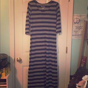 Black and gray striped dress with sleeves
